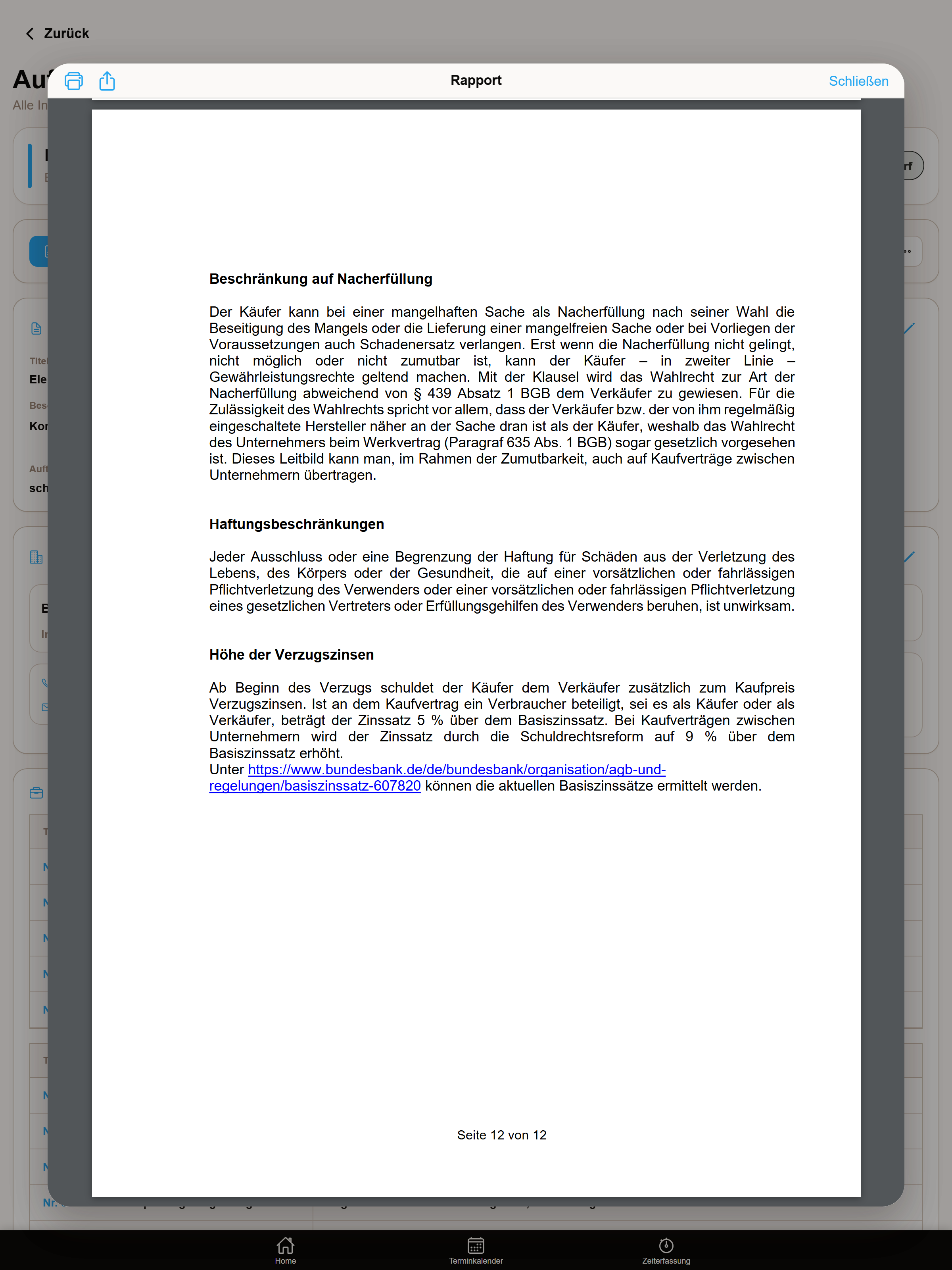 Letzte Seite eines Werki-PDFs mit den angehängten Allgemeinen Geschäftsbedingungen